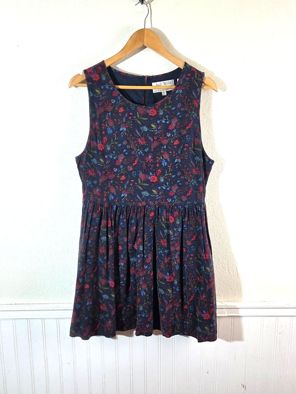 Jack Wills Cottagecore Floral Sleeveless Dress Pockets Fit Flare US 12